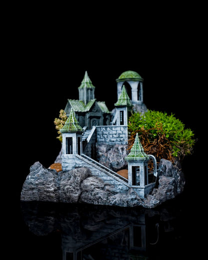 Miniatur-Gartenturm Dekoration für den Schreibtisch, 15 cm, Antik