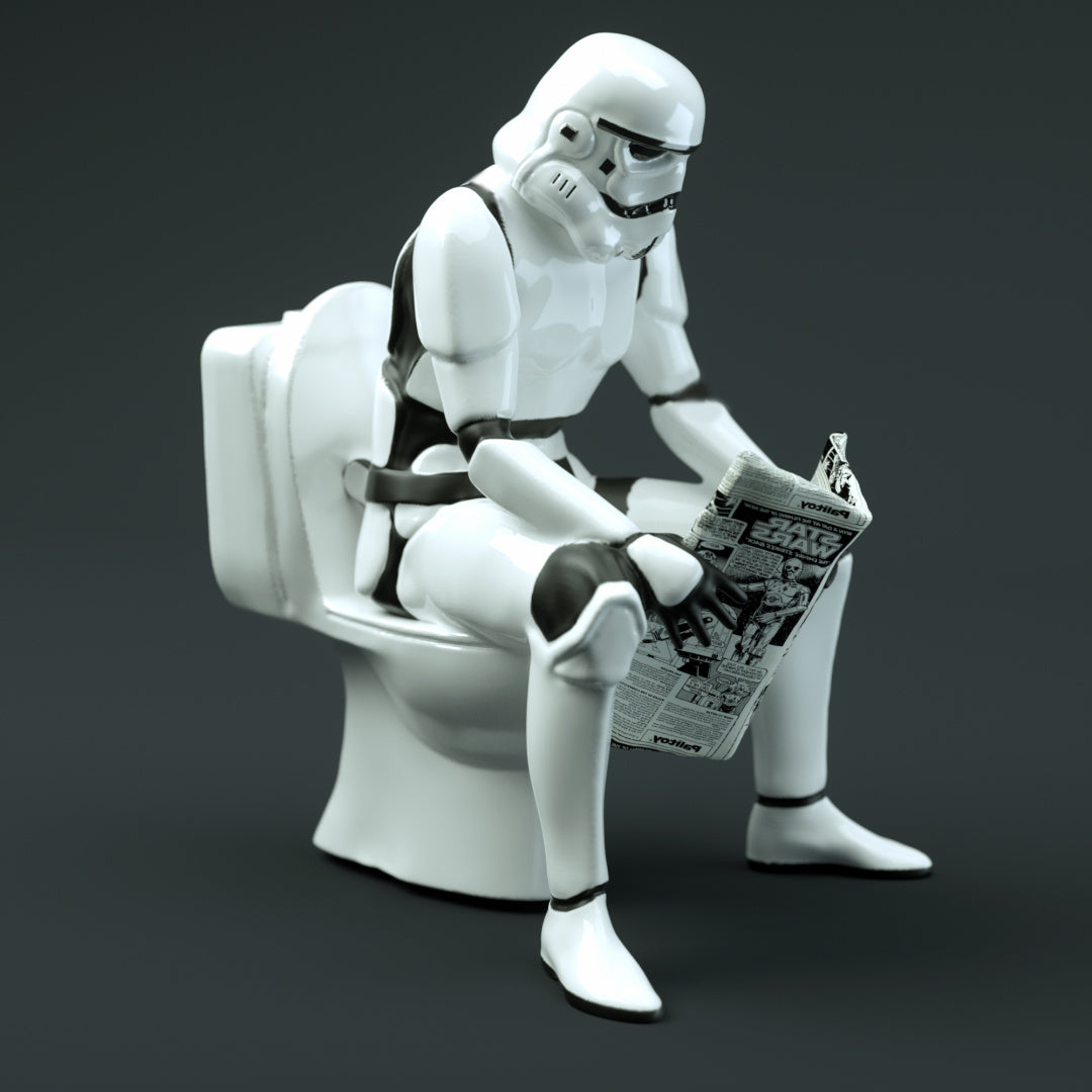 Star Wars Stormtrooper auf Toilette Bemalte Figur Groß 25CM