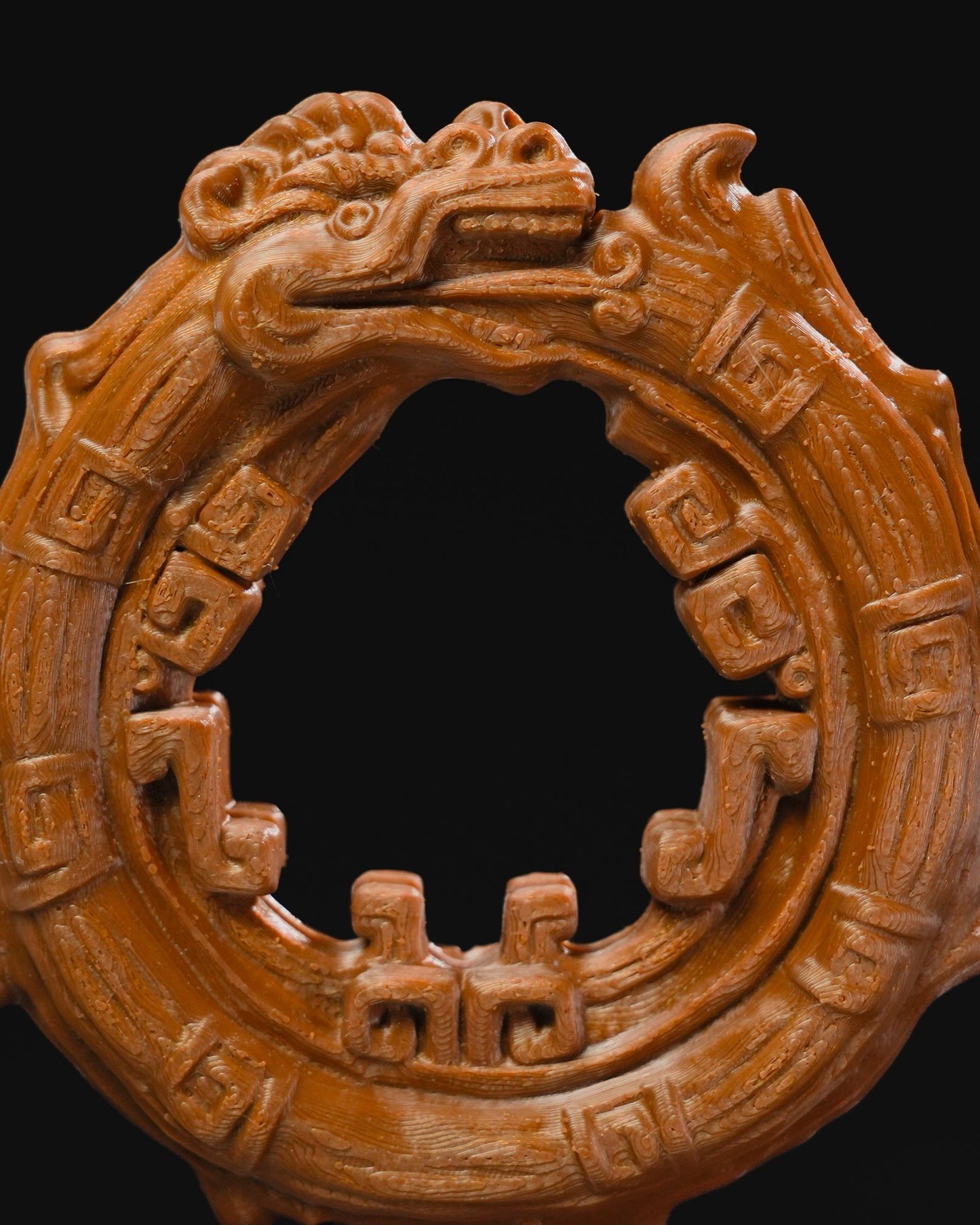 Azteken Ouroboros Schlange, die ihren eigenen Schwanz frisst Skulptur 15 cm