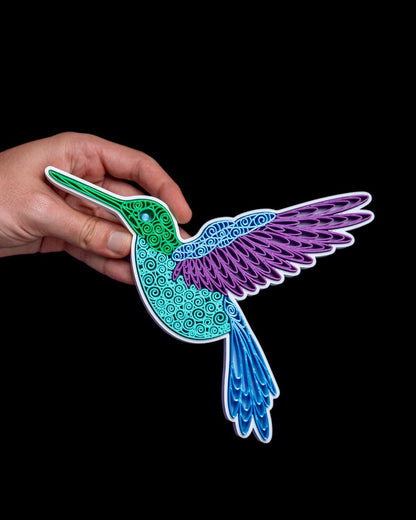 Kolibri mit Federn Gerahmtes Skandinavisches Bild 19CM