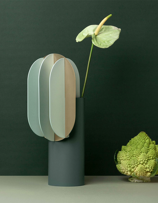 Grüne abstrakte Vase, groß, 25 cm, dekorative Vase aus Hartplastik, abstrakt