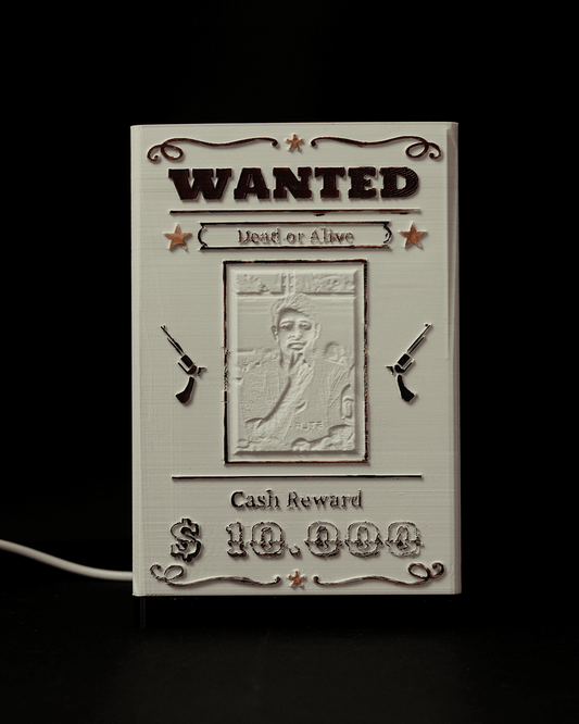 Kişiye Özel İsimli Fotoğraflı Işıklı Wanted Tabela Dekoru Western Işıklı Aranıyo