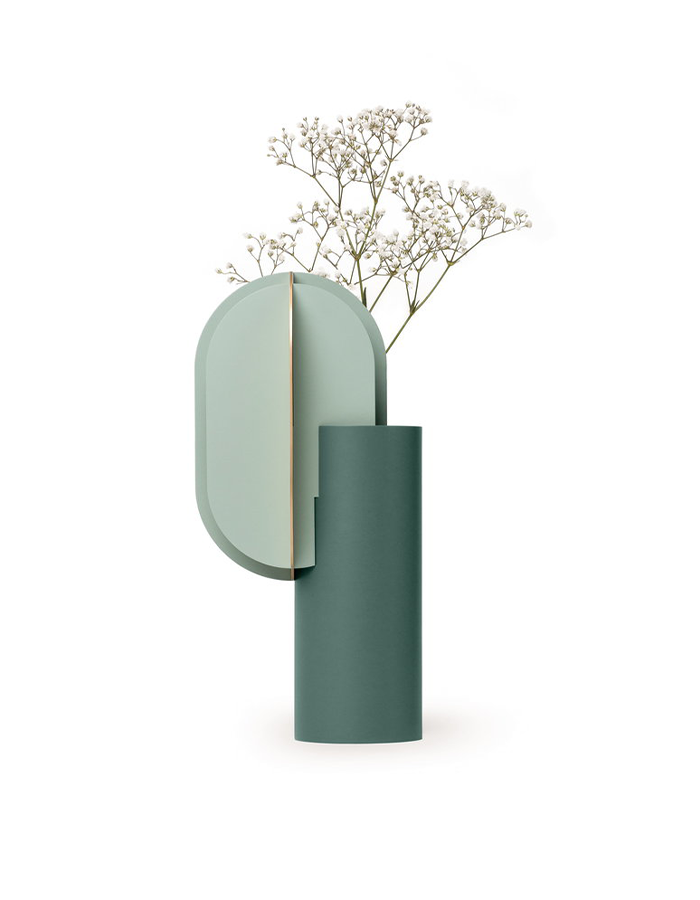 Grüne abstrakte Vase, groß, 25 cm, dekorative Vase aus Hartplastik, abstrakt