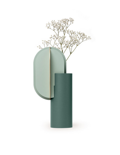Grüne abstrakte Vase, groß, 25 cm, dekorative Vase aus Hartplastik, abstrakt