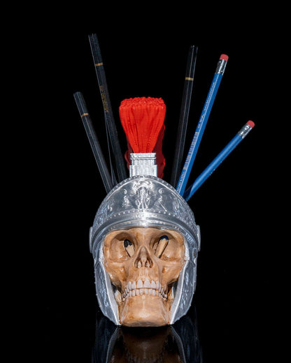 Schädel Spartan Gladiator Helm Schreibtisch-Organizer Stiftehalter 7CM