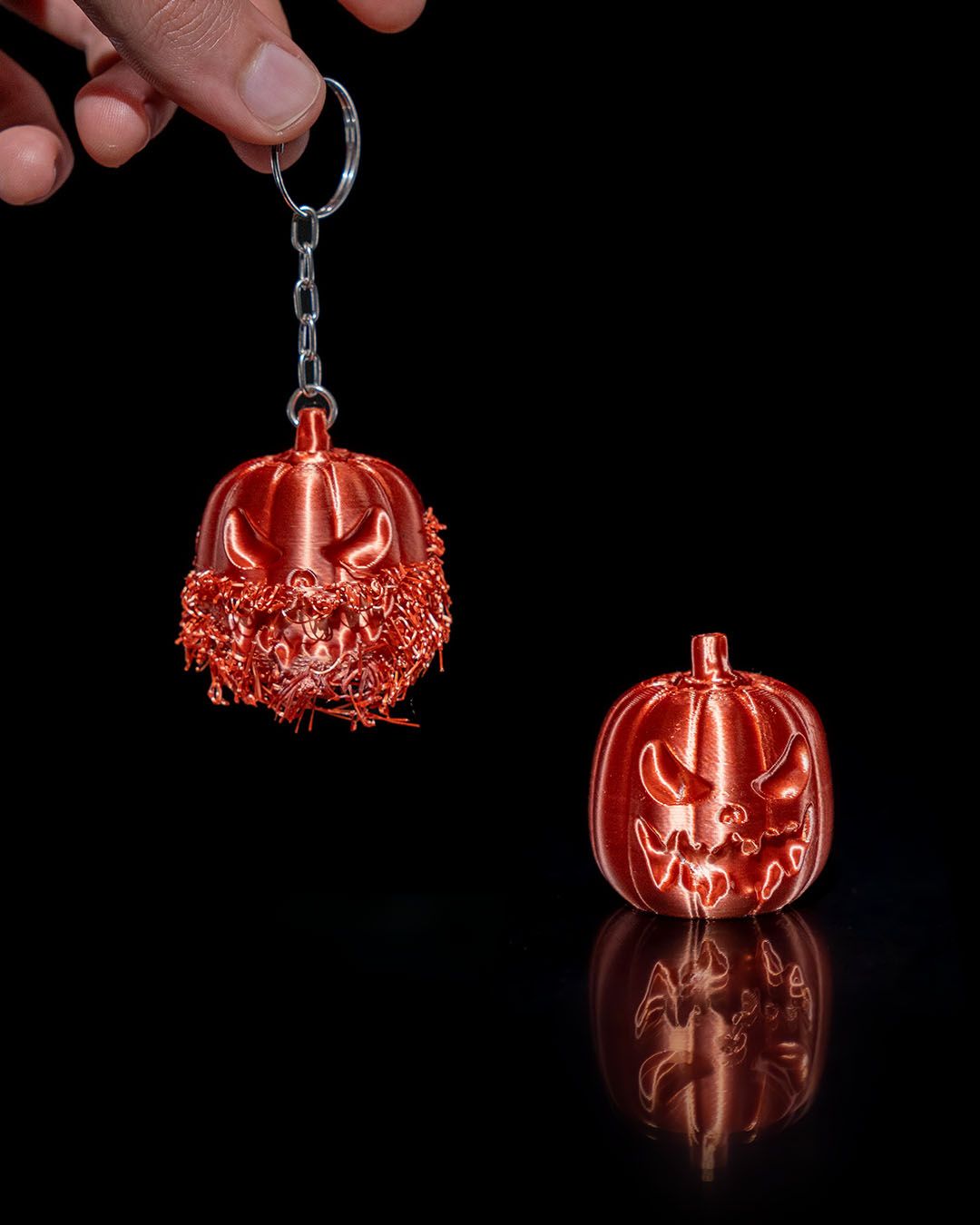 Halloween Bartiger Kürbis Ketten Orange Schlüsselanhänger Taschenanhänger