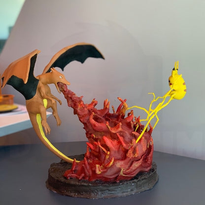 Pokemon Charizard vs Pikachu Figur Pokemon Objekt Groß 25CM