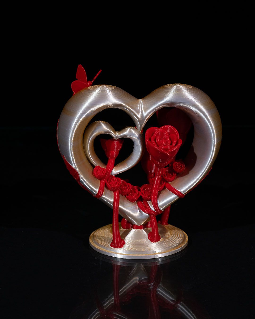 Romantisches Valentinstagsgeschenk Herz und Rose Dekoration Groß 25CM