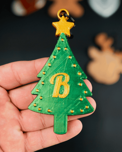 Personalisierter 5er-Weihnachtsschmuck mit Initialen und Haken, 5er-Neujahrsschmuck