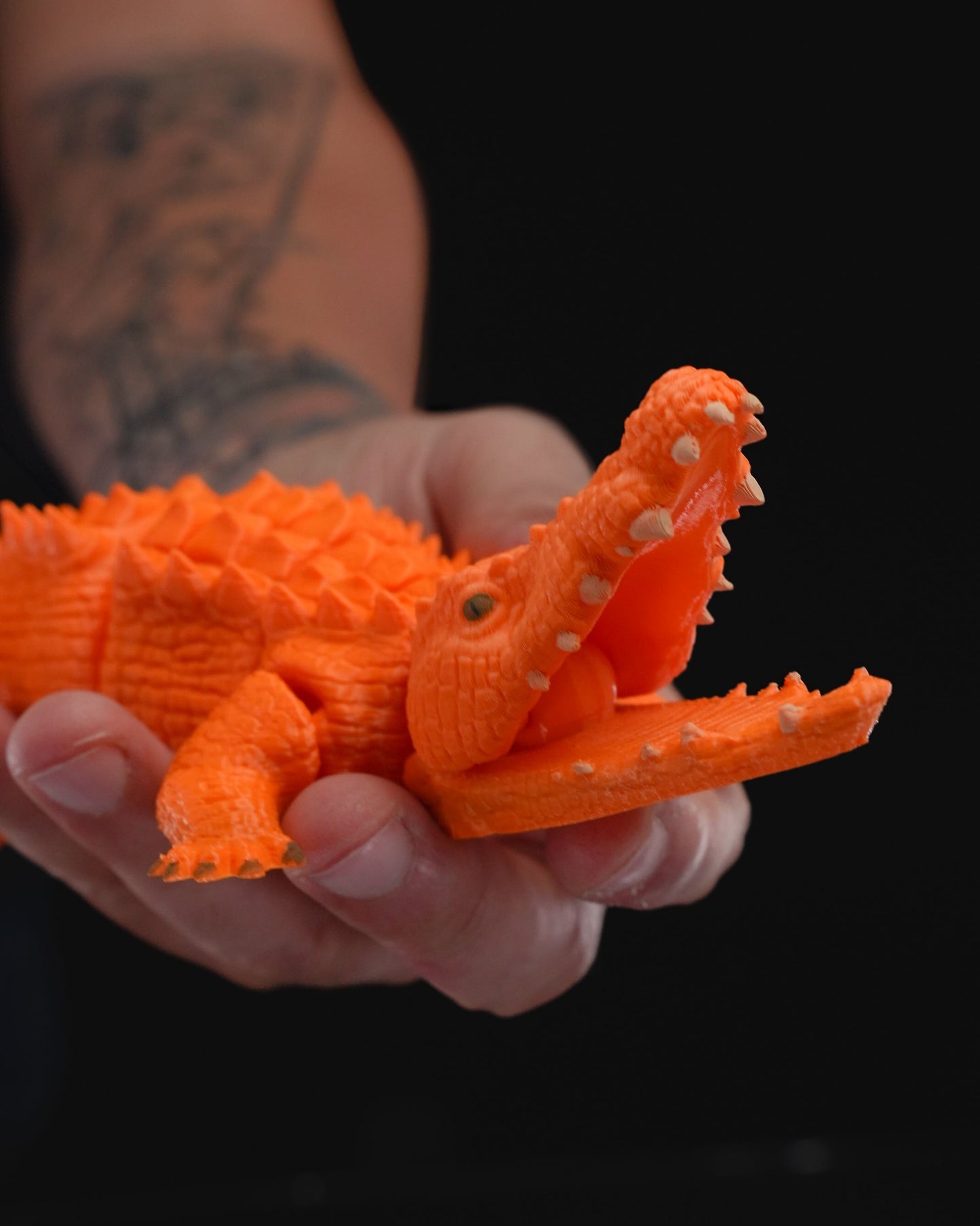 Spielzeugkrokodil Orange Krokodil Bewegliches Spielzeug Groß 21CM