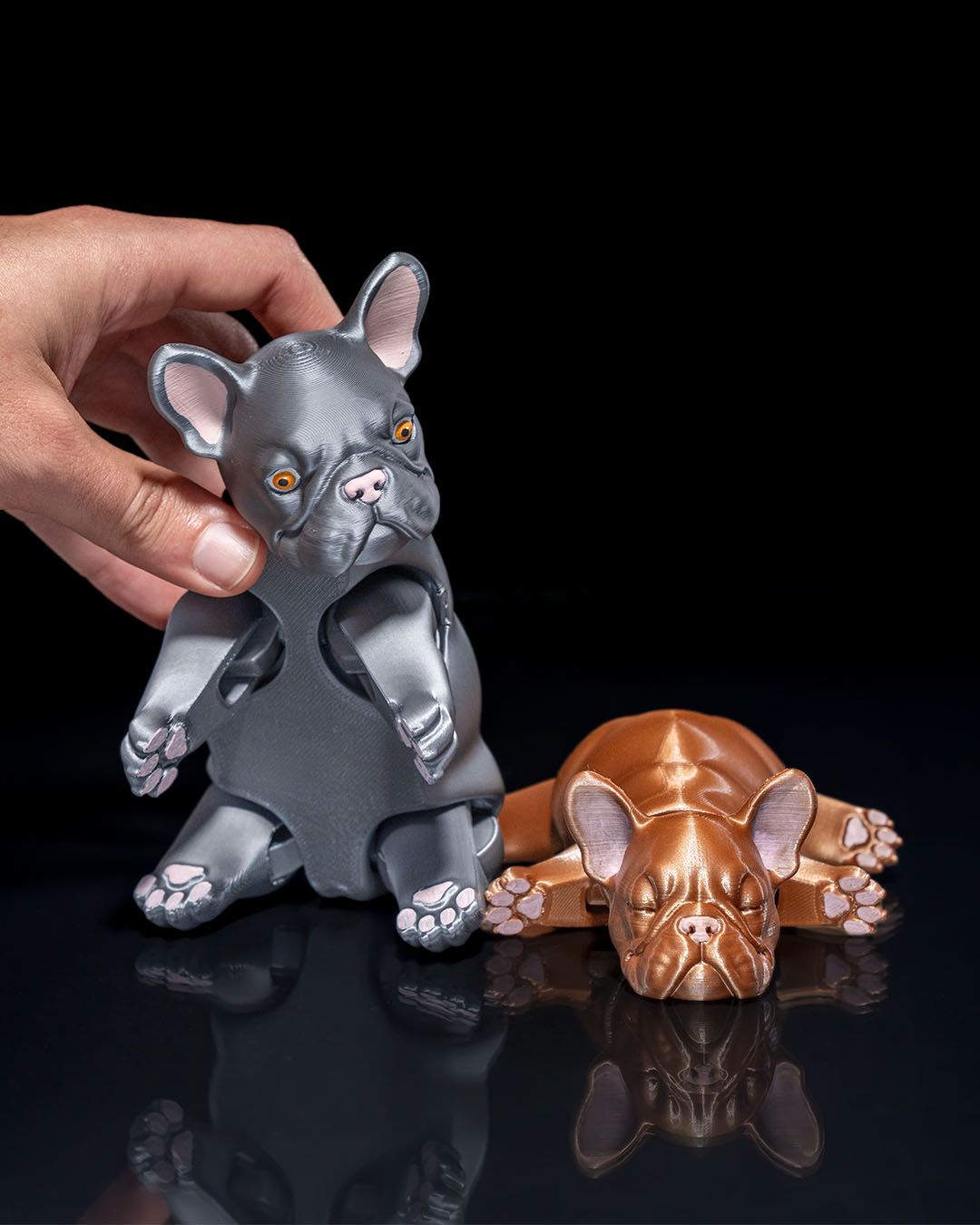 Bewegliche Französische Bulldogge Spielzeug Bemalte Figur 15 CM
