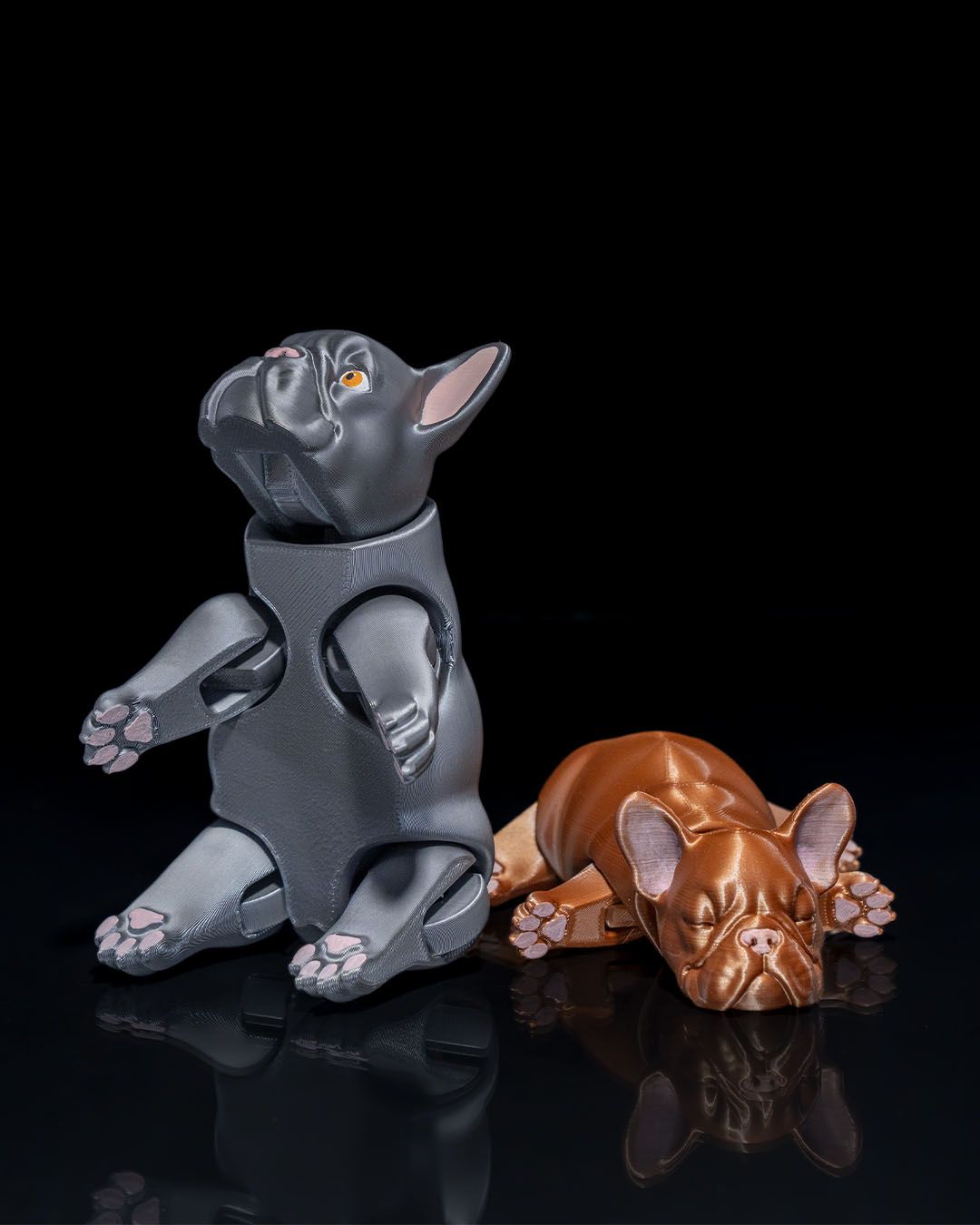 Bewegliche Französische Bulldogge Spielzeug Bemalte Figur 15 CM