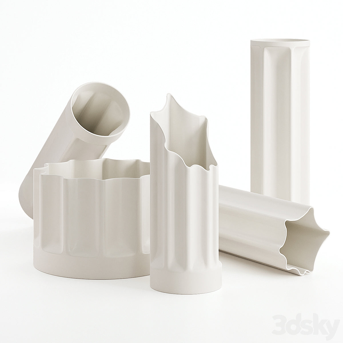 Rustikale griechische Vase, groß, 25 cm, Hartplastik, 5er-Set, dekorative griechische Säulenvasen