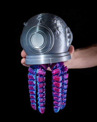 Krake mit Taucherhelm, bewegliches Spielzeug Oktopus, bewegliches Spielzeug