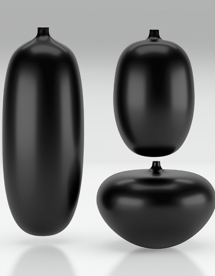 Svart Schwarz Moderne Vase Groß 25CM Dekorative Harte Plastik Moderne Vase 3er Set