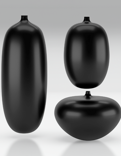 Svart Schwarz Moderne Vase Groß 25CM Dekorative Harte Plastik Moderne Vase 3er Set