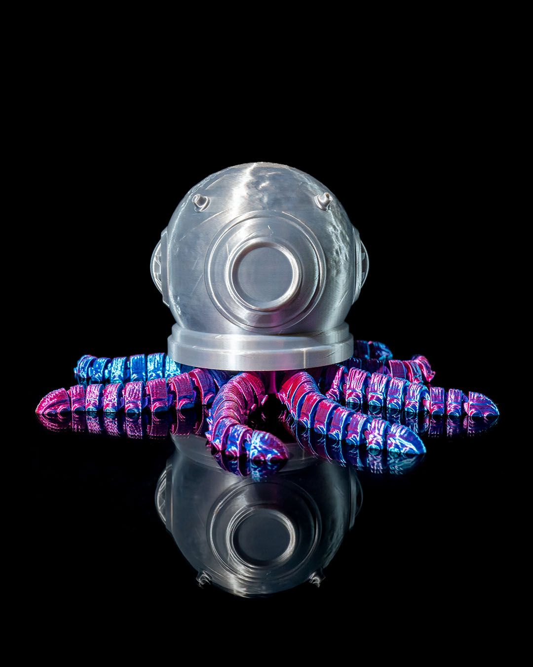 Krake mit Taucherhelm, bewegliches Spielzeug Oktopus, bewegliches Spielzeug