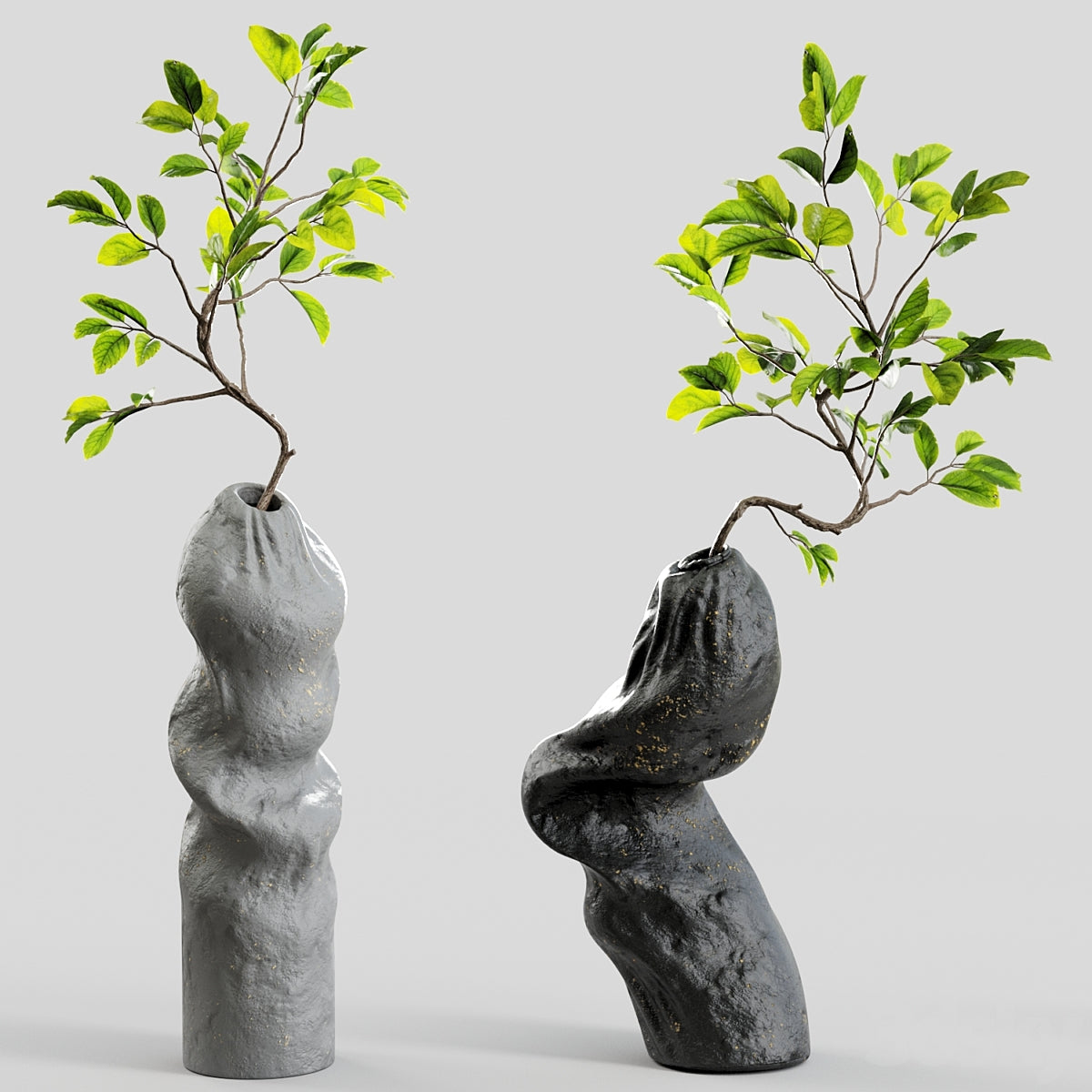 Branch Asymmetrische Vase Groß 25 CM Hartplastik 3er Set Dekorative Asymmetrische Vase