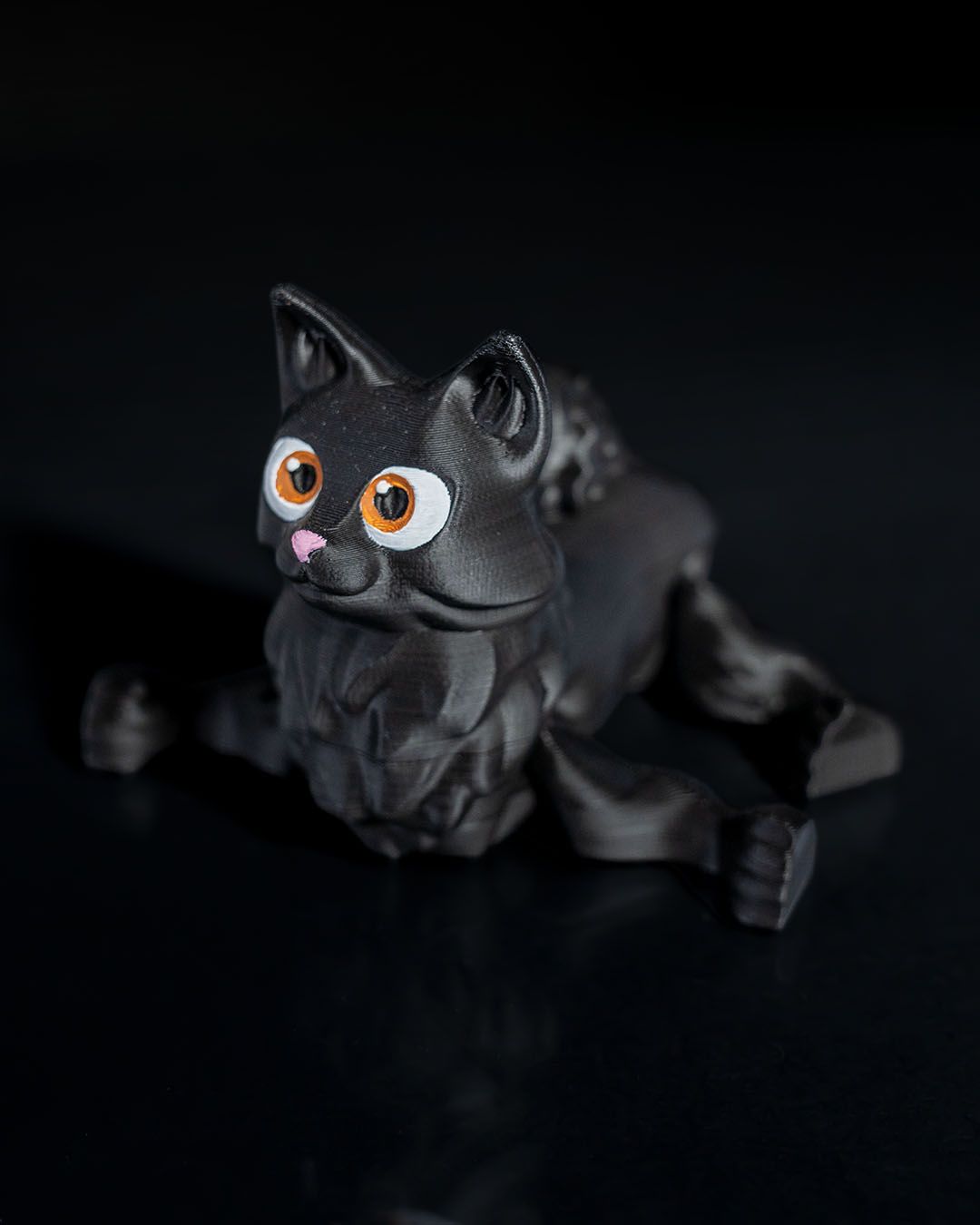 Bewegliche Fluffy Kitten Schwarze Katze Spielzeug Groß 15 CM