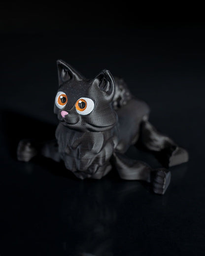 Bewegliche Fluffy Kitten Schwarze Katze Spielzeug Groß 15 CM