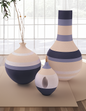 Linha Modern Gestreifte Vase, groß, 25 cm, dekorativ, aus Hartplastik, gestreift, Vase 3er-Set