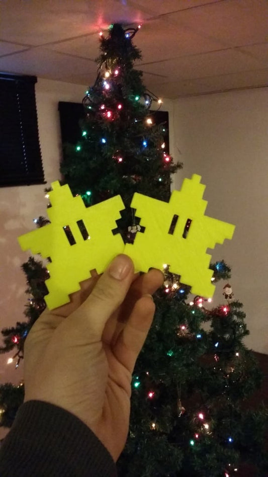Yılbaşı Ağacı Süsü Süper Mario Pixel Yıldız 10CM