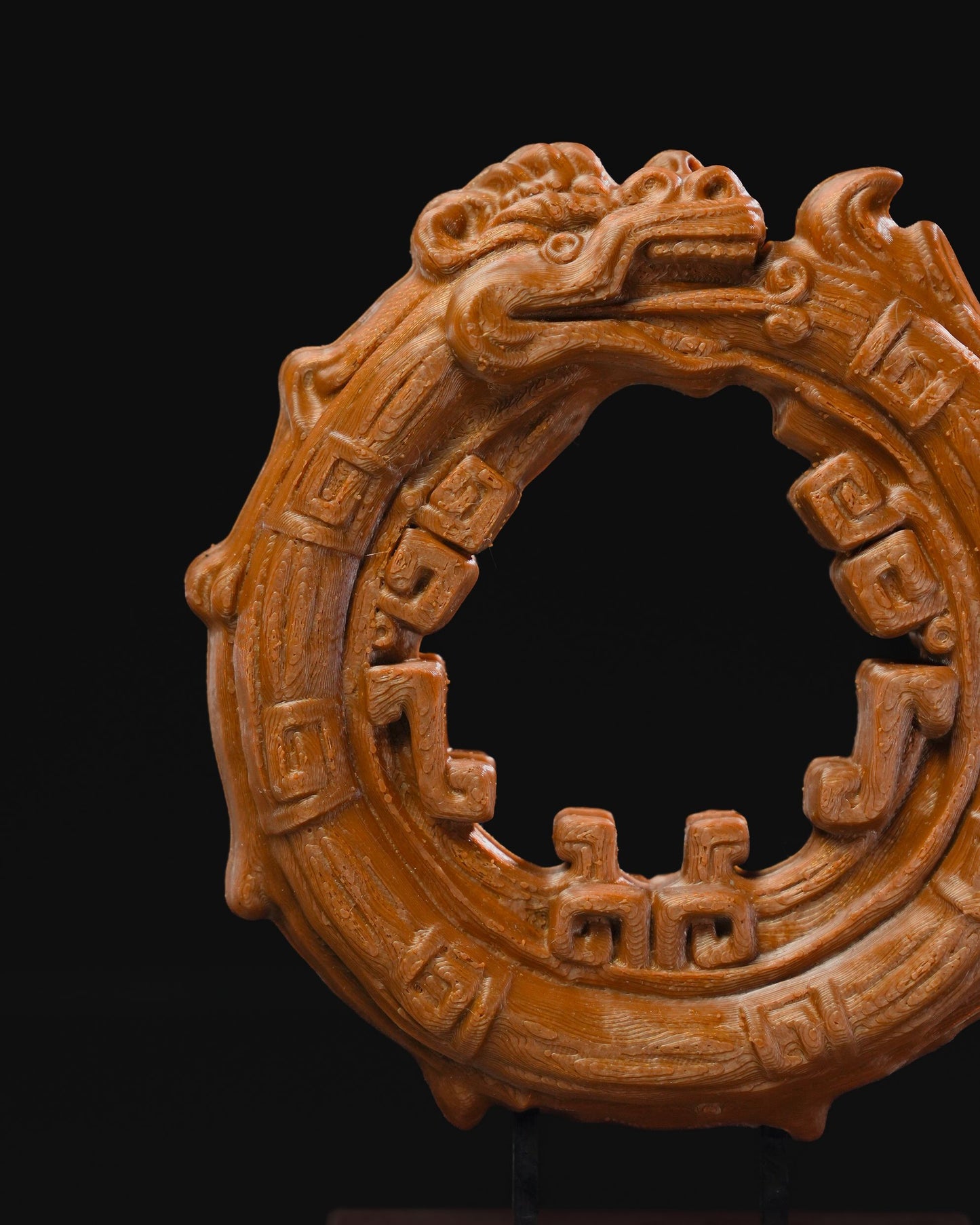 Azteken Ouroboros Schlange, die ihren eigenen Schwanz frisst Skulptur 15 cm