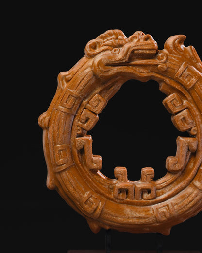 Azteken Ouroboros Schlange, die ihren eigenen Schwanz frisst Skulptur 15 cm