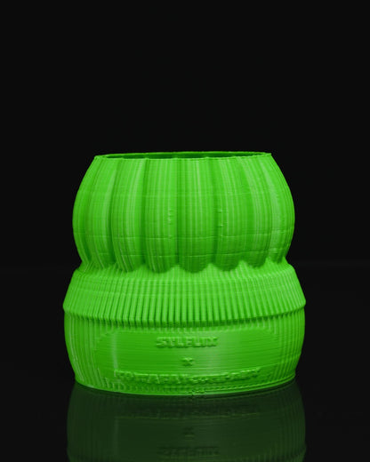 Neongrüne dekorative Blumenvase mit menschlichem Gesicht