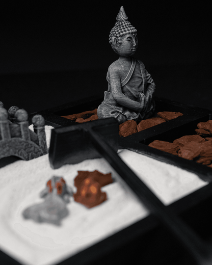 Buddha-Statue rechteckiges Zen-Garten-Set Home Office Deko Desktop Dekorationsobjekt