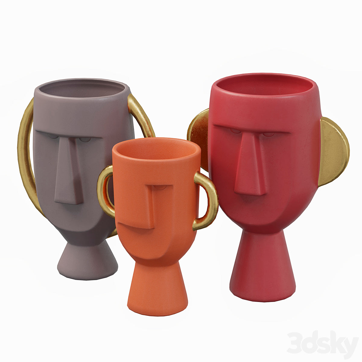 Fancy Authentische Vasen Set Groß 25 CM Hartplastik 3er Dekoratives Authentisches Vase