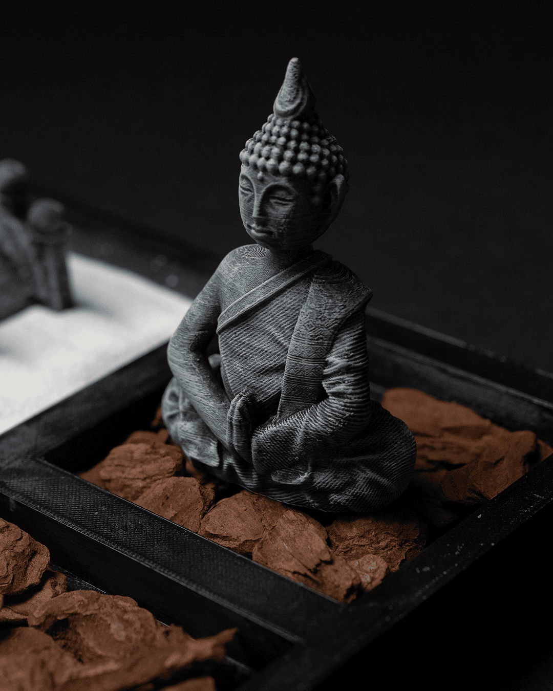 Buddha-Statue rechteckiges Zen-Garten-Set Home Office Deko Desktop Dekorationsobjekt