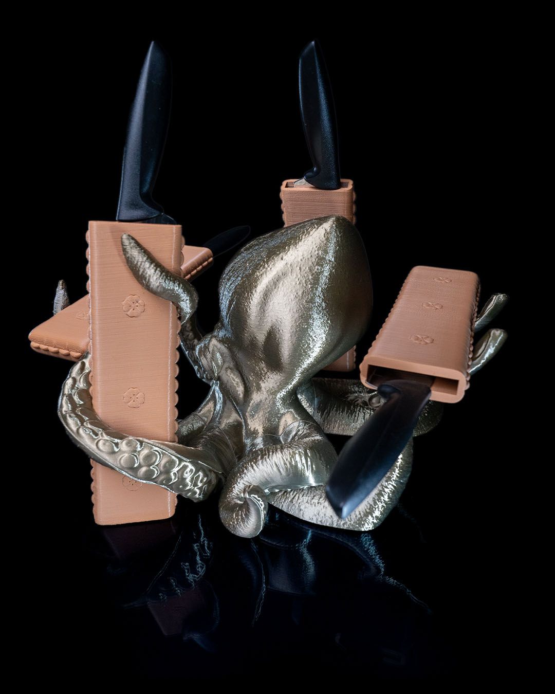 Kraken Messerständer mit Hülle, Tintenfischarme, Messerhalter mit Fächern, Groß, 24CM