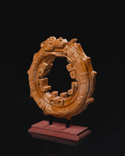 Azteken Ouroboros Schlange, die ihren eigenen Schwanz frisst Skulptur 15 cm
