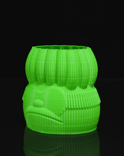 Neongrüne dekorative Blumenvase mit menschlichem Gesicht