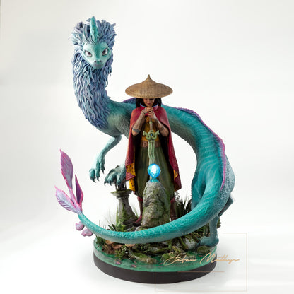 Disney Raya und der letzte Drache Figur, Drache Sisu und Raya Figur, groß, 25 cm
