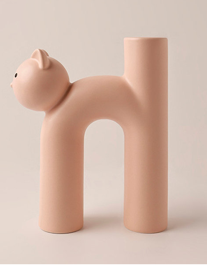 Miu Skandinavische Katzendekoration Vasen-Set 15 cm, Hartplastik, 3er-Set, dekorative Skandinavische Katze