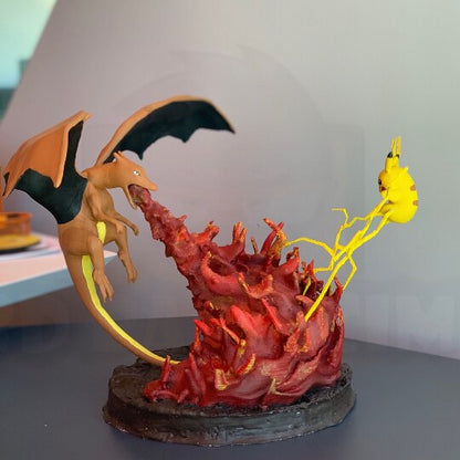 Pokemon Charizard vs Pikachu Figur Pokemon Objekt Groß 25CM