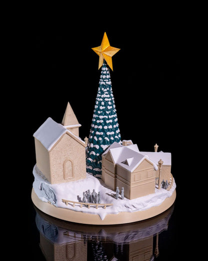 Verschneites Weihnachtshaus Objekt, Tannenbaum Weihnachtsdorf Objekt Groß 20CM