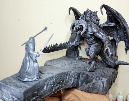 Balrog und Gandalf Kämpfen Figur 20 cm Herr der Ringe HdR (Große Größe)