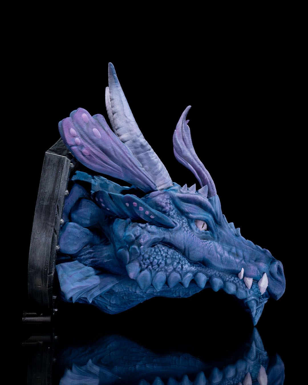 Wandbüste Blauer Drachenkopf, Riesenformat