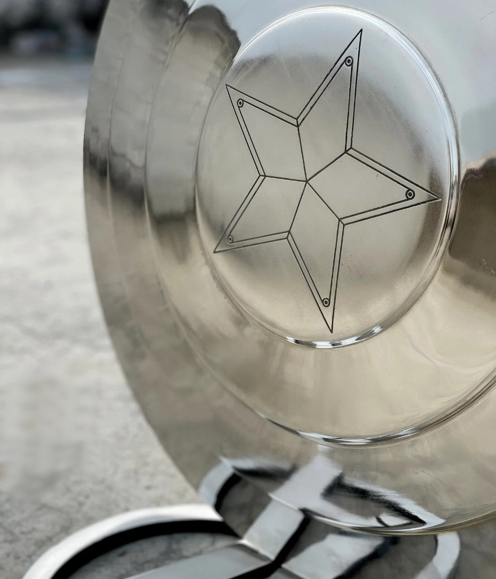 Metallischer Captain America Schild mit Ständer 35 cm Durchmesser (Giga Größe)