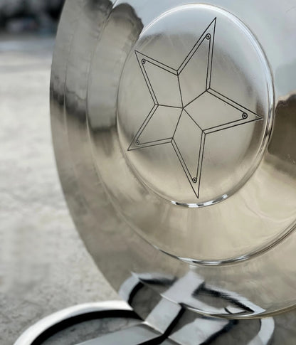 Metallischer Captain America Schild mit Ständer 35 cm Durchmesser (Giga Größe)