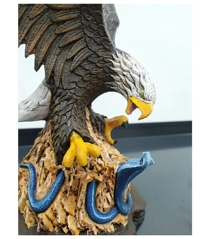 Schwarze Glatzkopfadler Kobra Jagd Bemalte Figur 20 cm (Groß)