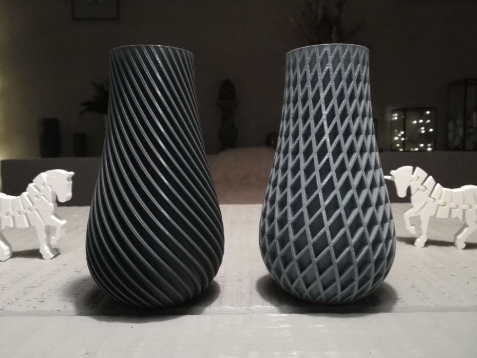 Lloret De Mar Lux Vase Baklava-Muster Grau 17cm (1 STÜCK)