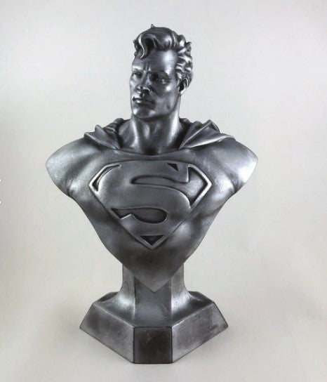 Superman Büste „Man of Steel“ Figur silberfarben lackiert 10 cm