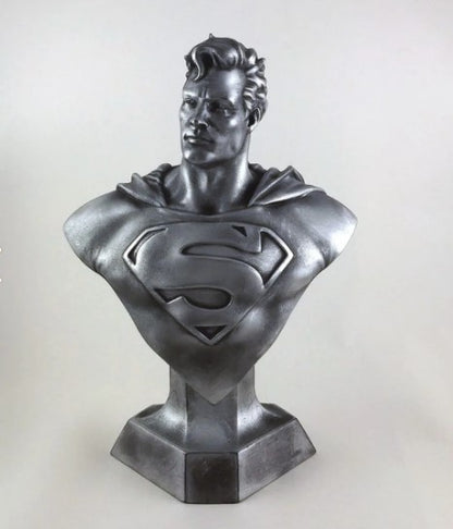 Superman Büste „Man of Steel“ Figur silberfarben lackiert 10 cm