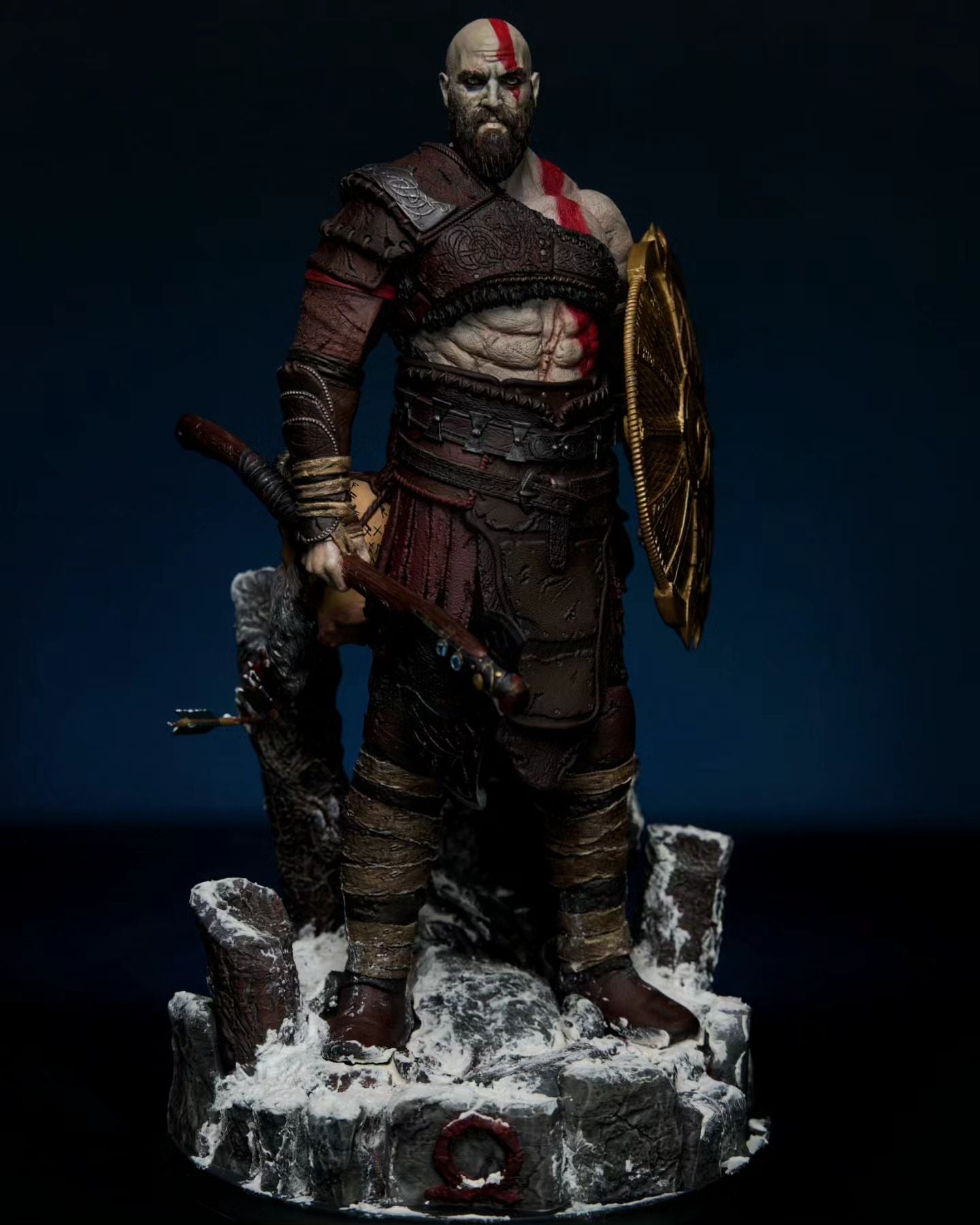 God of War Kratos und Mimir Nordische Ära Bemalte Figur 35 CM (MEGA GRÖSSE)