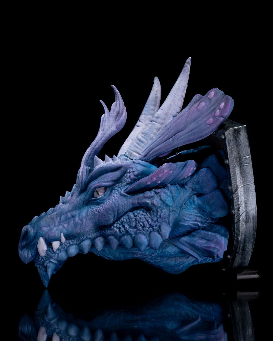Wandbüste Blauer Drachenkopf, Riesenformat