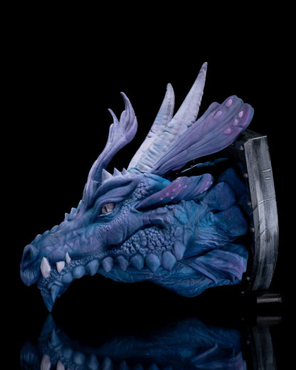 Wandbüste Blauer Drachenkopf, Riesenformat